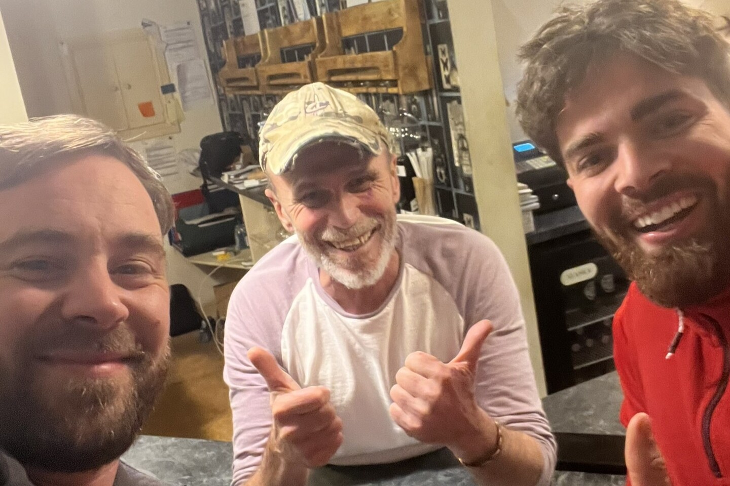 Sam, Michael and Alex at The Unicorn Hotel, Llanidloes