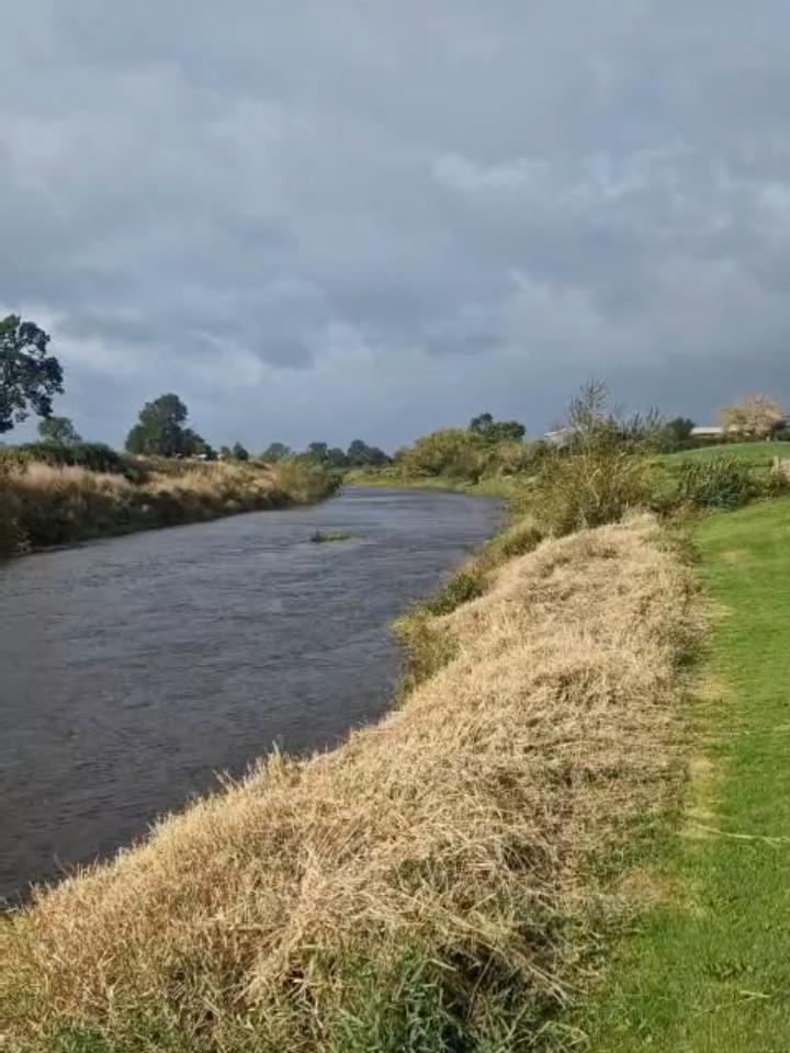 The River Severn put-in point at Royal Hill Pub, Oswestry — calm conditions during planning